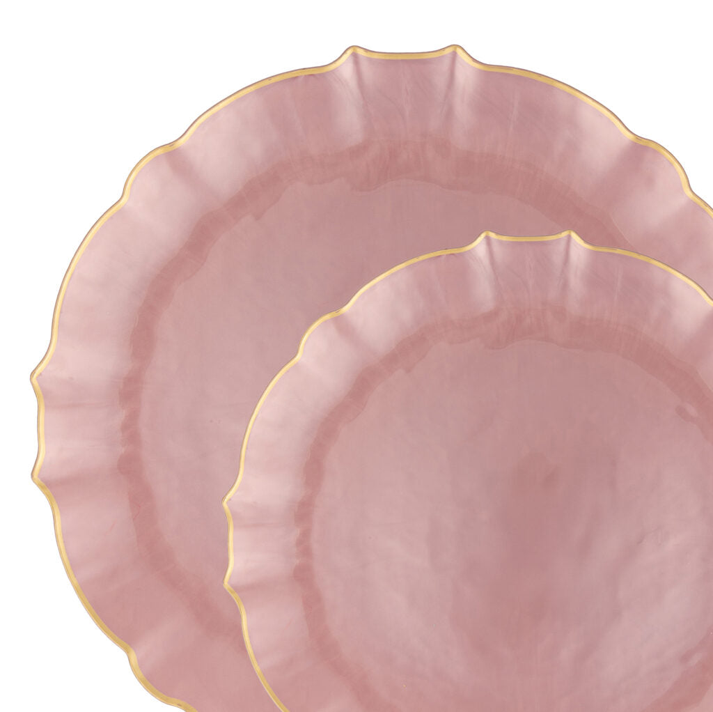 Aristocratic Pearl Plates Combo Pink & Gold Rim - The Closeout Connection
