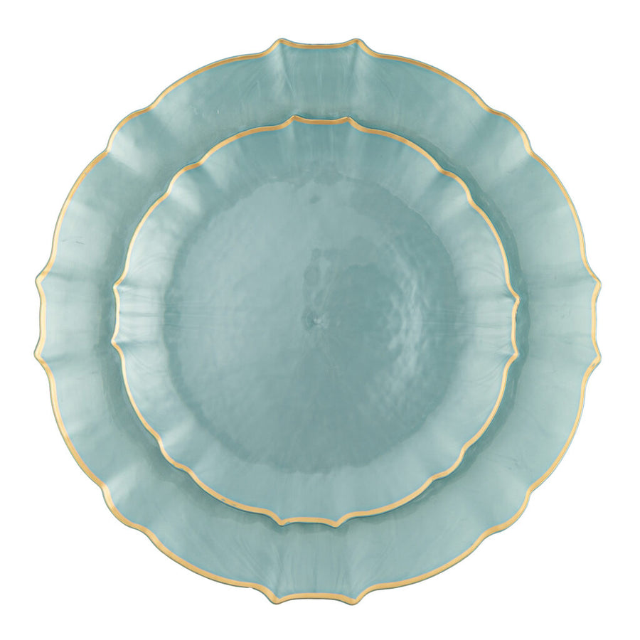 Aristocratic Pearl Blue & Gold Rim plates nested - The Closeout Connection