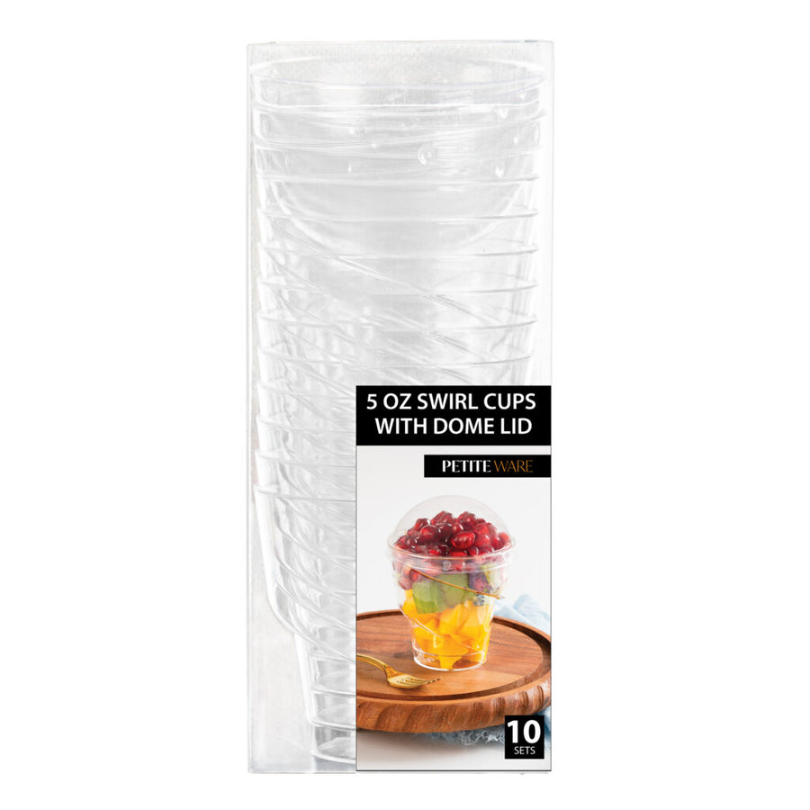 Swirl Cups with Dome Lids Clear 5 oz - 10 Count