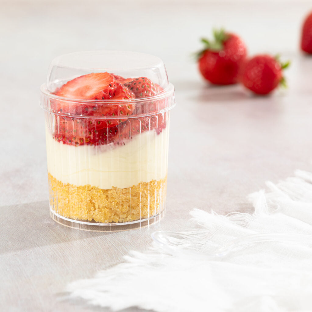 Striped Cups with Lids Clear 4 oz - 6 Count