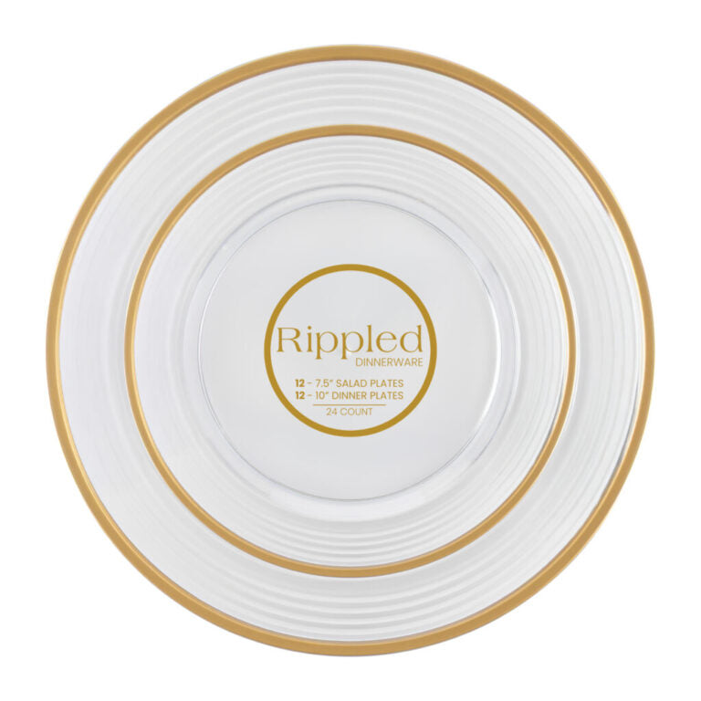 Rippled Gold Rim Plates - 7" & 10" Combo