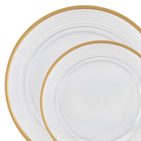 Rippled Gold Rim Plates - 7" & 10" Combo