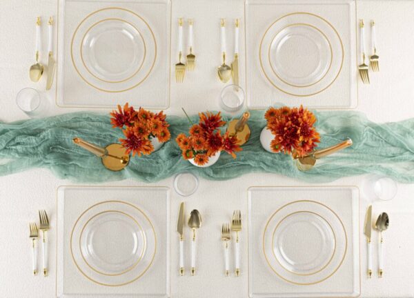 Rippled Gold Rim Plates - 7" & 10" Combo
