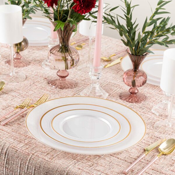 Rippled Gold Rim Plates - 7" & 10" Combo - Pearl#Color_Pearl