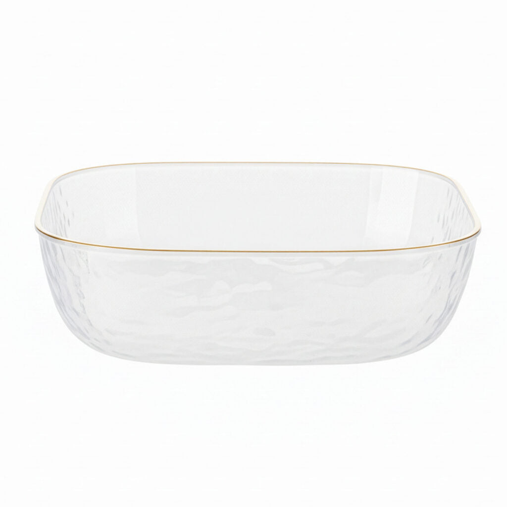 Hammered Square Bowl Pearl/Gold Rim 96 oz - The Closeout Connection#Color_Pearl-Gold