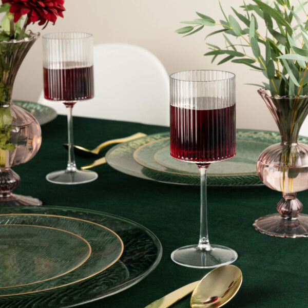 Ribbed Square Wine Glass 8.5 oz - 5 Count - The Closeout Connection