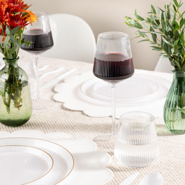 Ribbed Hip Wine Glass 12 oz - 4 Count - The Closeout Connection