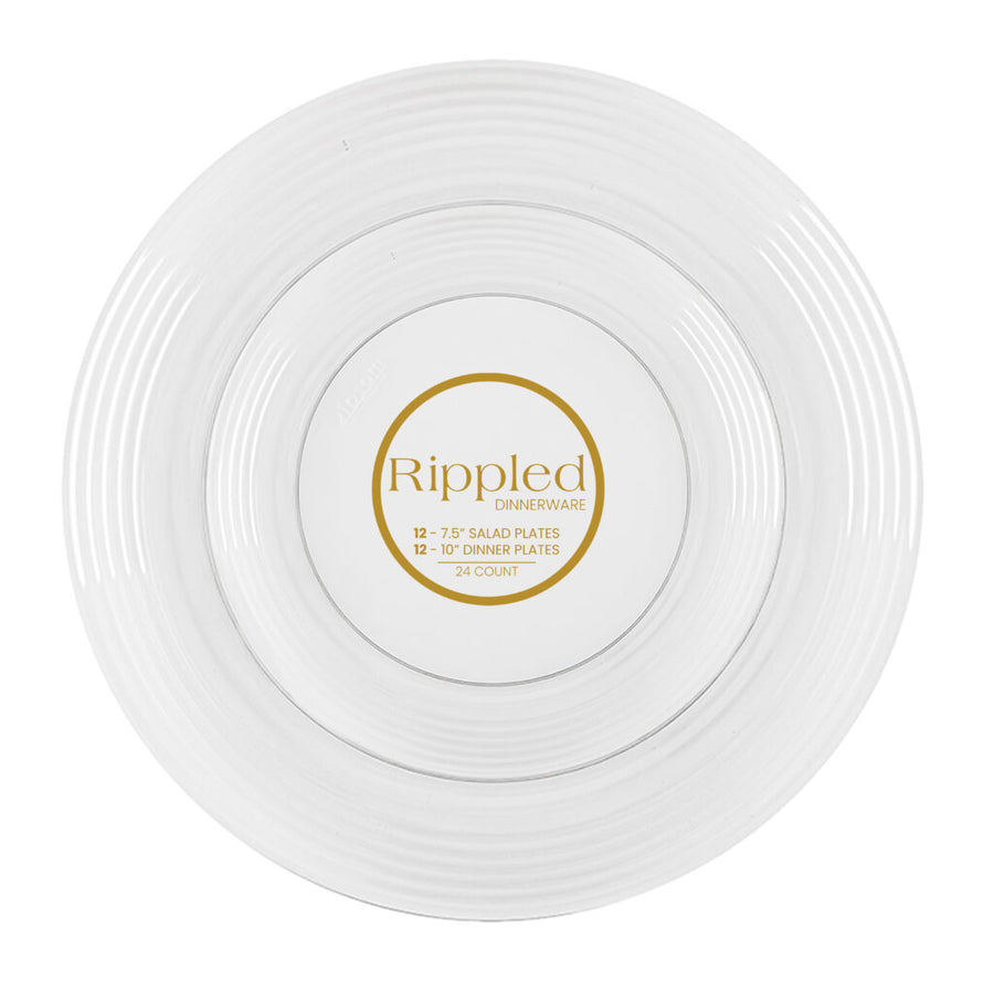 Rippled Clear Combo Plates 7.5" & 10" - 24 Count - The Closeout Connection