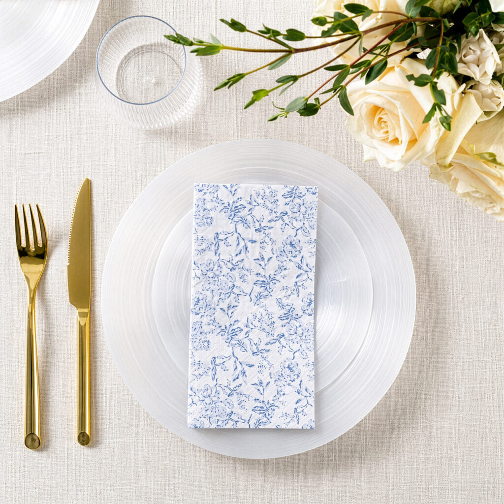 Toile Print Blue Guest Towel Napkins - 20 Count