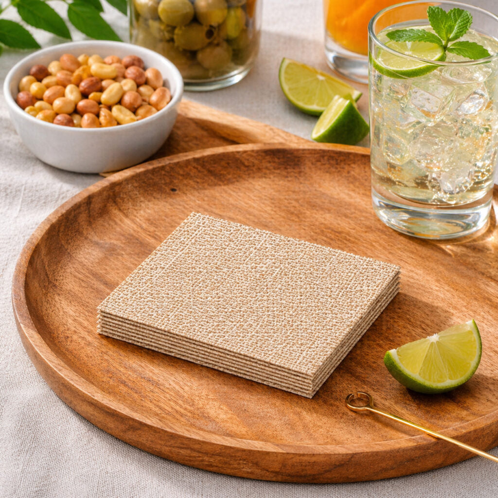 Burlap Print Cocktail Napkins - 40 Count - The Closeout Connection