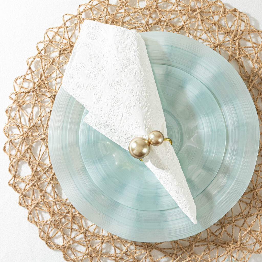 White Embossed Dinner Napkins - 20 Count