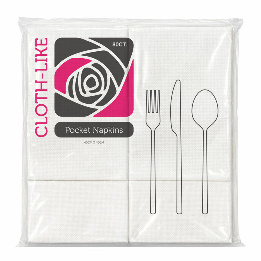 Cloth-Like Pocket Napkins White - 80 Count