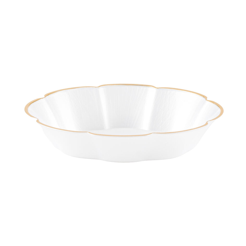 Petal Collection Pearl/Gold Rim 7 oz Oval Bowls - The Closeout Connection