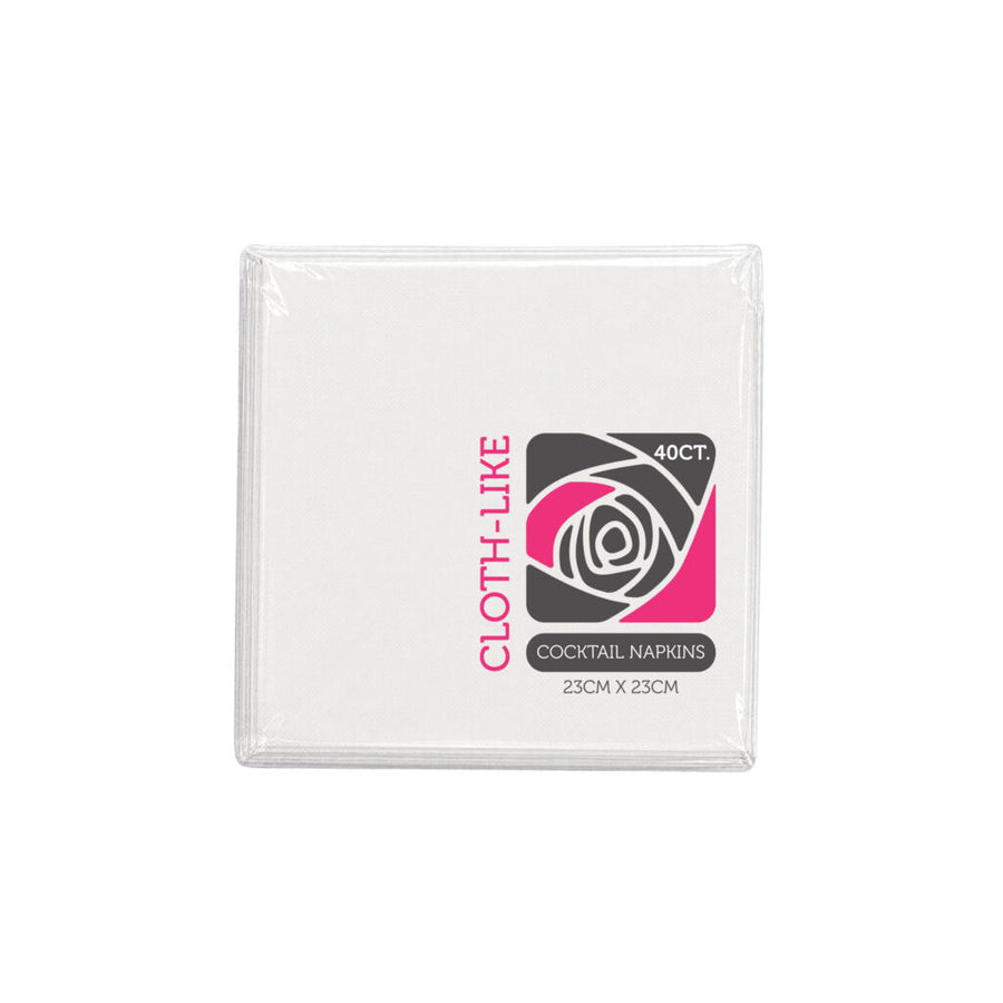 White Cloth-Like Cocktail Napkins - The Closeout Connection