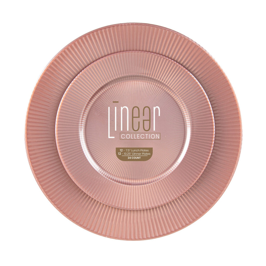 Linear Collection mauve plates, 7.5 and 10.25 inch combo pack