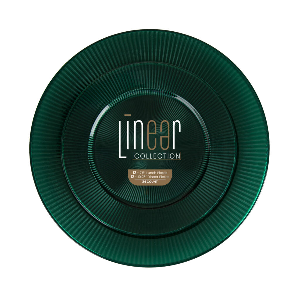 Linear Collection emerald green plates, 7.5 and 10.25 inch combo pack#Color_Emerald Green