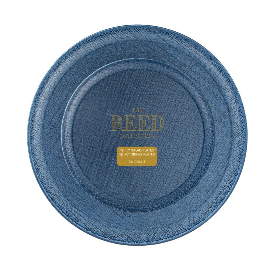 Reed Collection blue textured plates, 7 and 10 inch combo pack