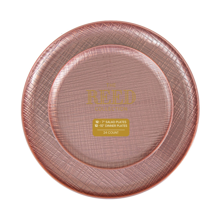 Reed Collection mauve textured plates, 7 and 10 inch combo pack