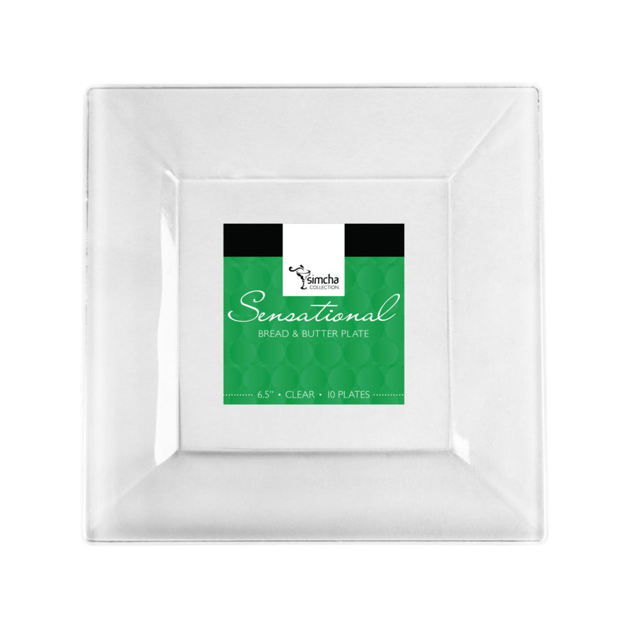 Square White/Clear Heavy Duty Plastic Plates - 10ct - The Closeout Connection