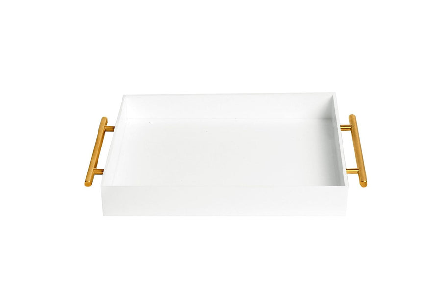 White Lucite Tray with Gold Handles - The Closeout Connection
