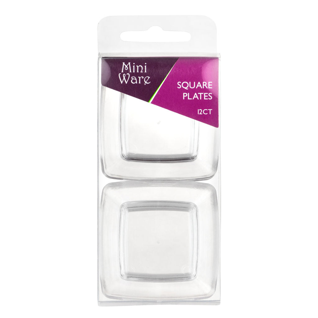 MiniWare Clear Square Plates - 12 Count