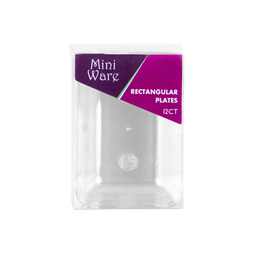 MiniWare Clear Rectangular Plates 3" x 2" - 12 Count