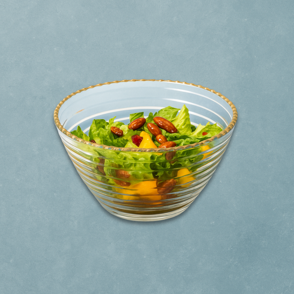 8″ Monte Carlo Clear Glass Bowl with Gold Rim