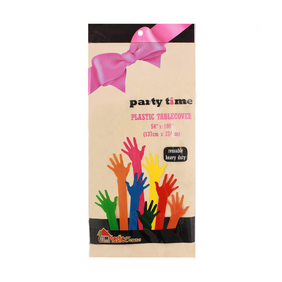 Plastic Table Cover in Ivory by Party Time - The Closeout Connection