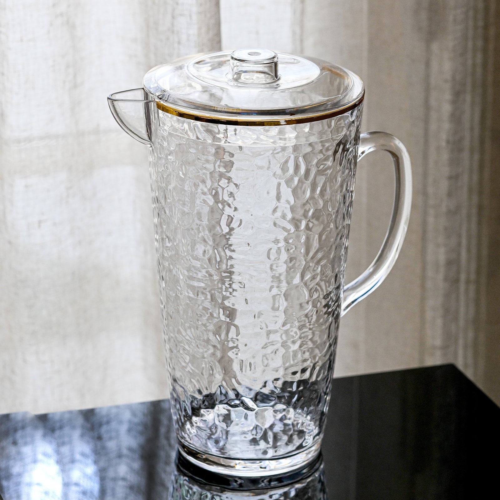 Pitcher Clear Transparent Top with Golden Rim - The Closeout Connection