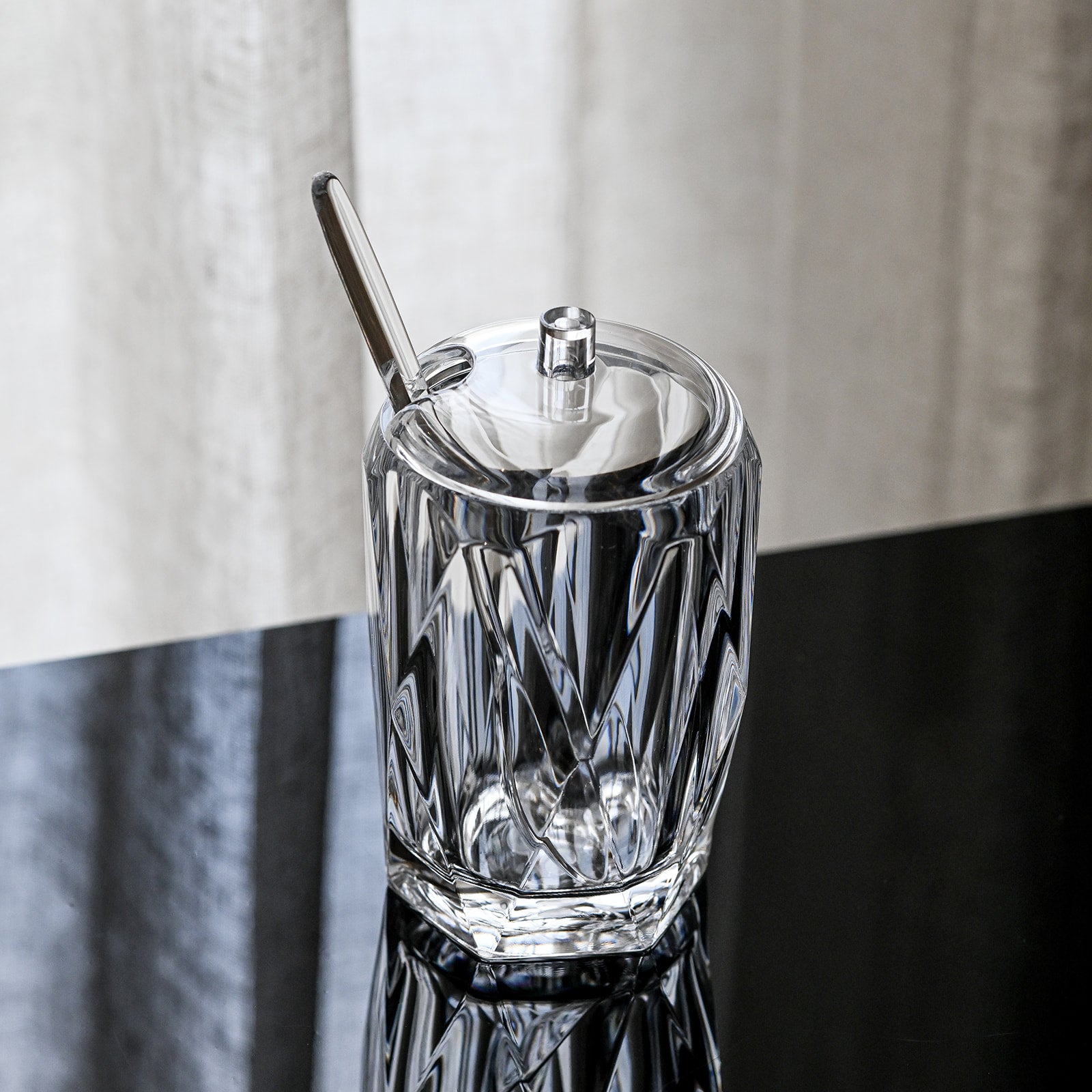 Sugar Jar Clear Transparent with Spoon - The Closeout Connection