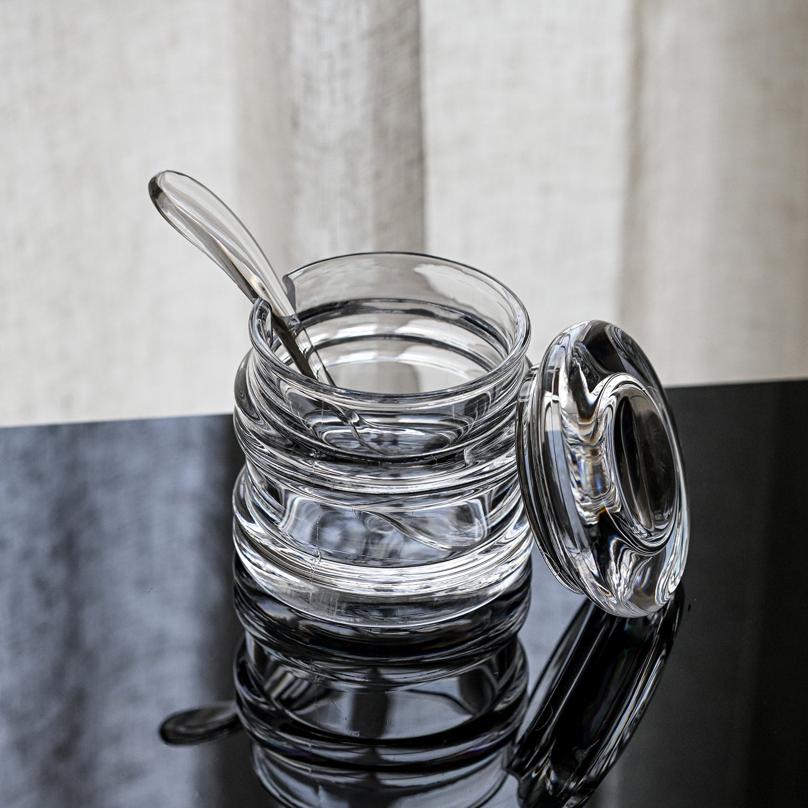 Sugar Jar Clear Transparent with Spoon - The Closeout Connection