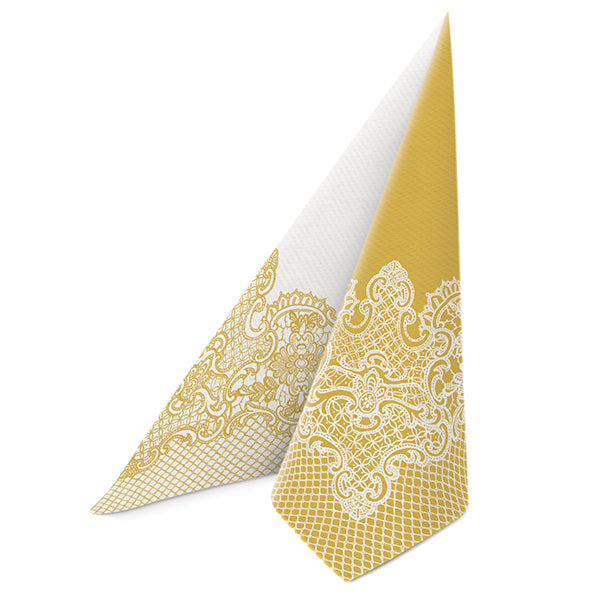 Royal Lace Gold-White Napkin - 20 Count - The Closeout Connection