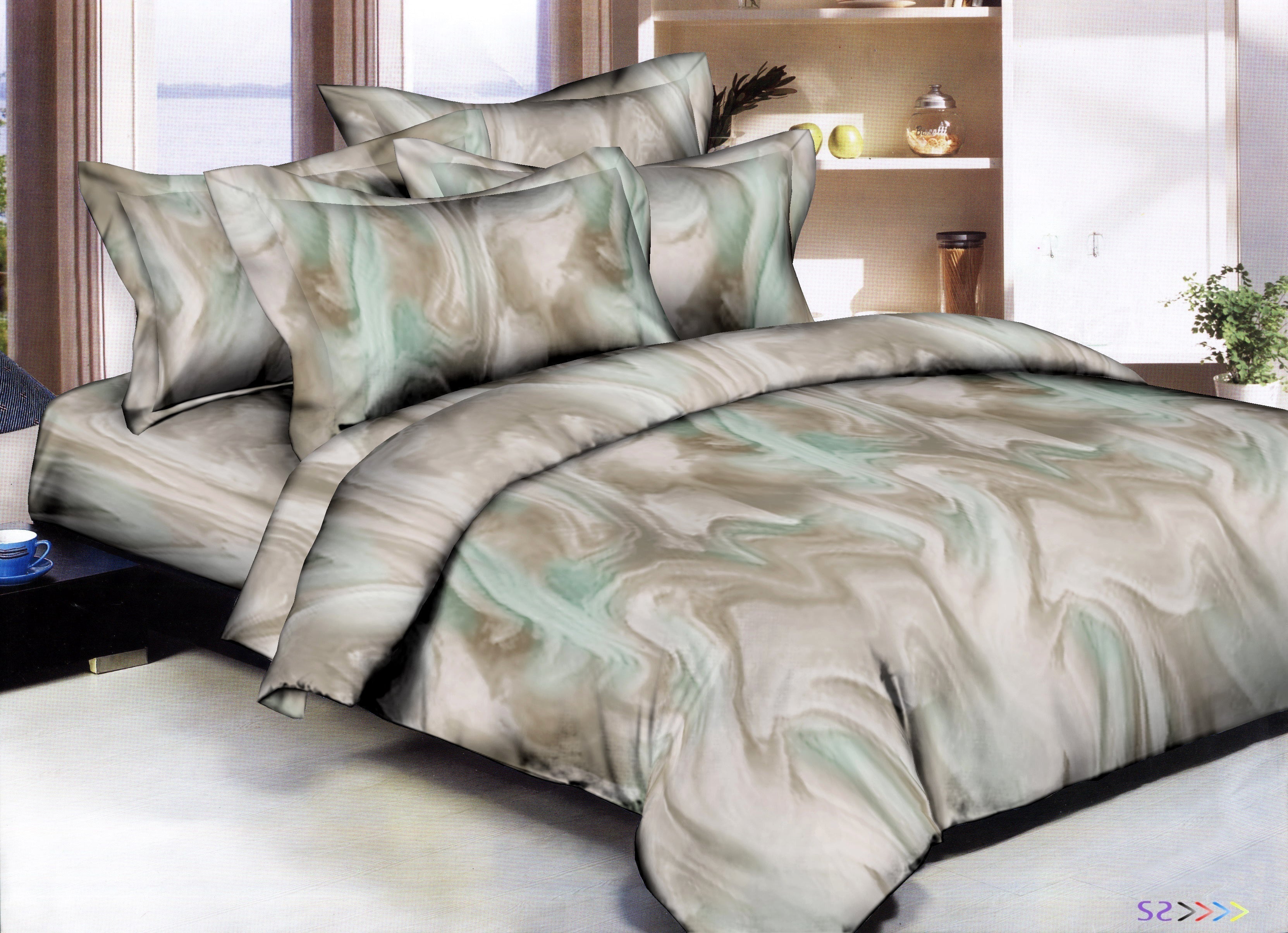 Marble Swirls Green Duvet Set - Full