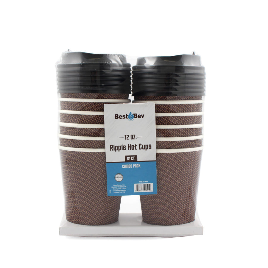 Best Bev 16 oz Ripple Hot Cups 10 ct Combo Pack - The Closeout Connection