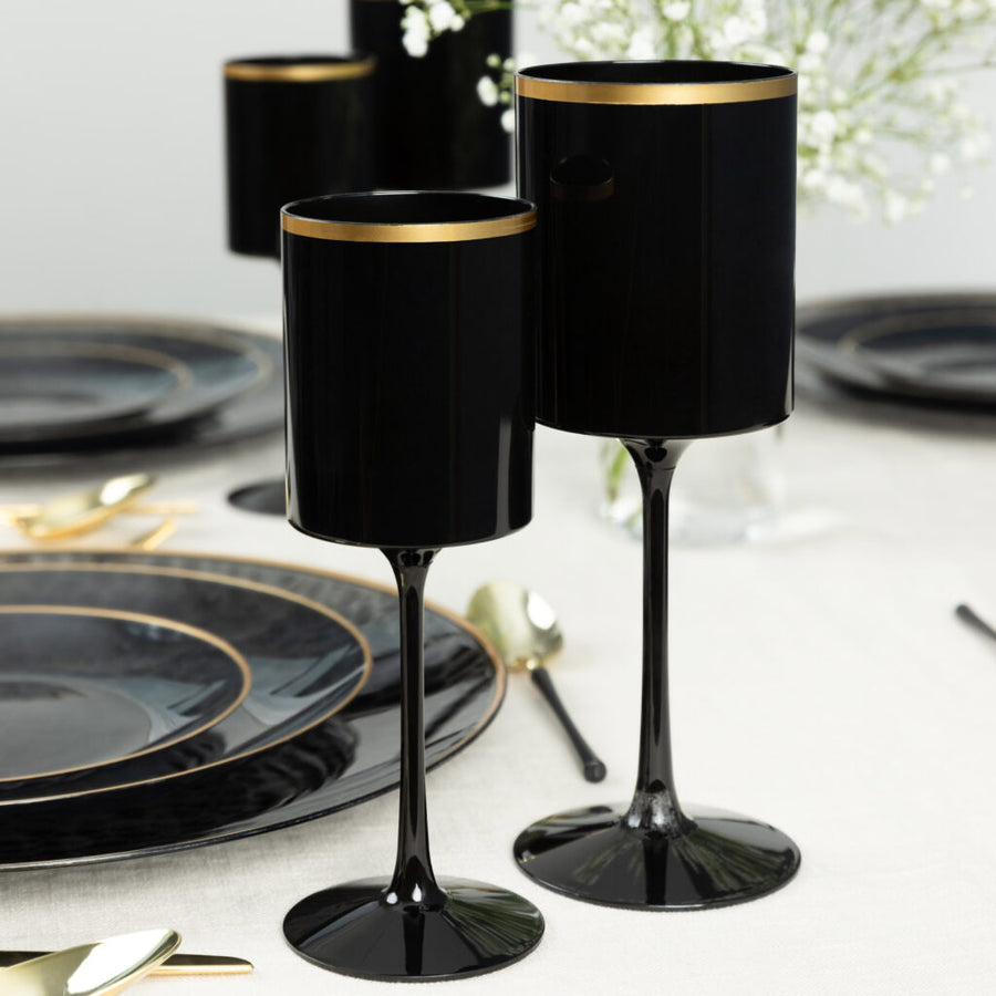 Square Wine Glass with Gold Rim - 5 Count - The Closeout Connection