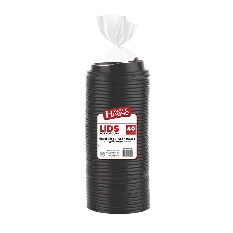 Lids for Hot Cups Black - 40 Count - The Closeout Connection