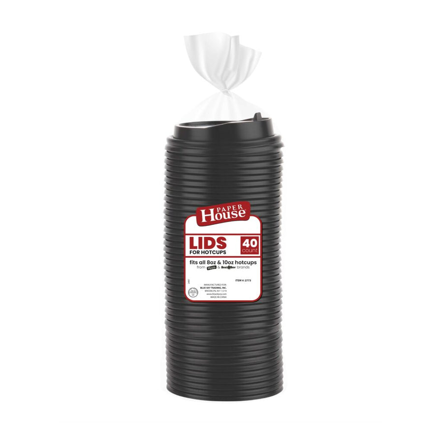 Lids for Paper Hot Cups Black - 40 Count - The Closeout Connection