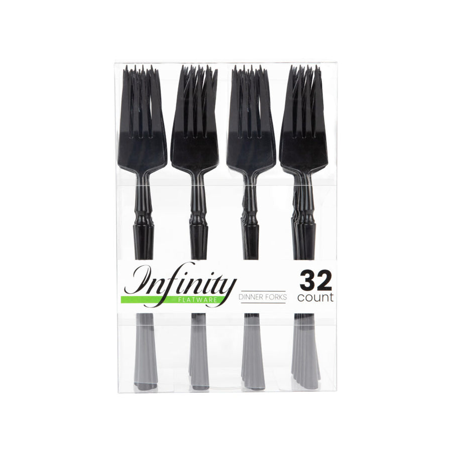 Infinity Flatware Black Dinner Forks - 32 Count - The Closeout Connection