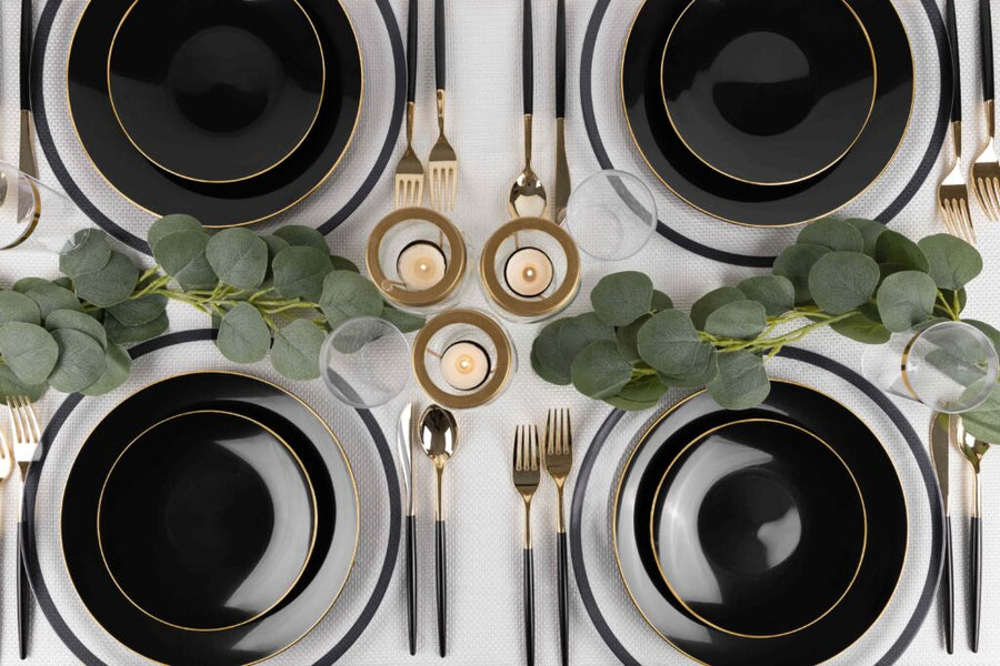 Organic Collection Black/Gold Rim - 10 Count - The Closeout Connection