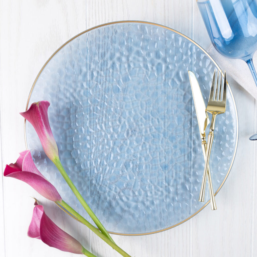 Organic Hammered Chargers with Gold Rim - 4 Count - The Closeout Connection