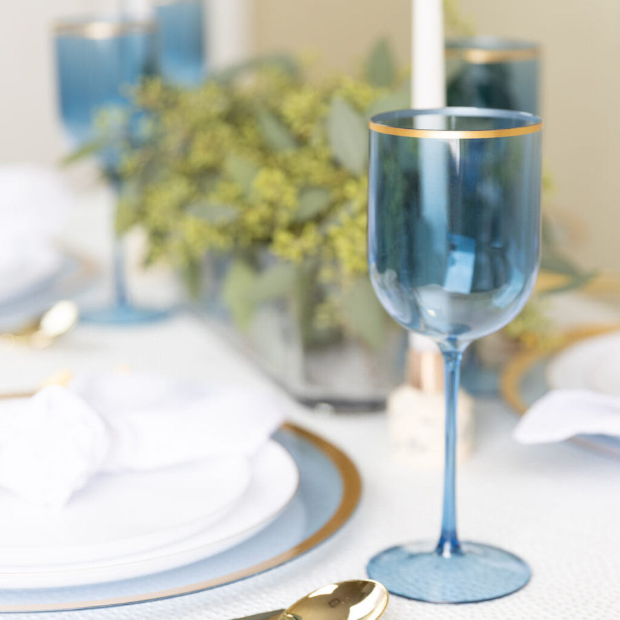 Gold Rim Wine Glasses 12 oz - 5 Count