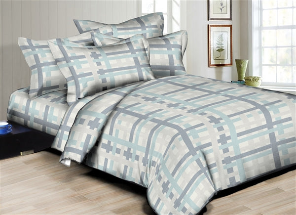 Interlocking Plaid 6PC Twin Bedding Set by Superity Linen - The Closeout Connection