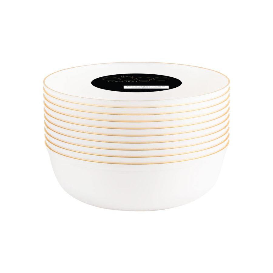 Edge Bowls Pearl Gold Rim - 10 Count - The Closeout Connection