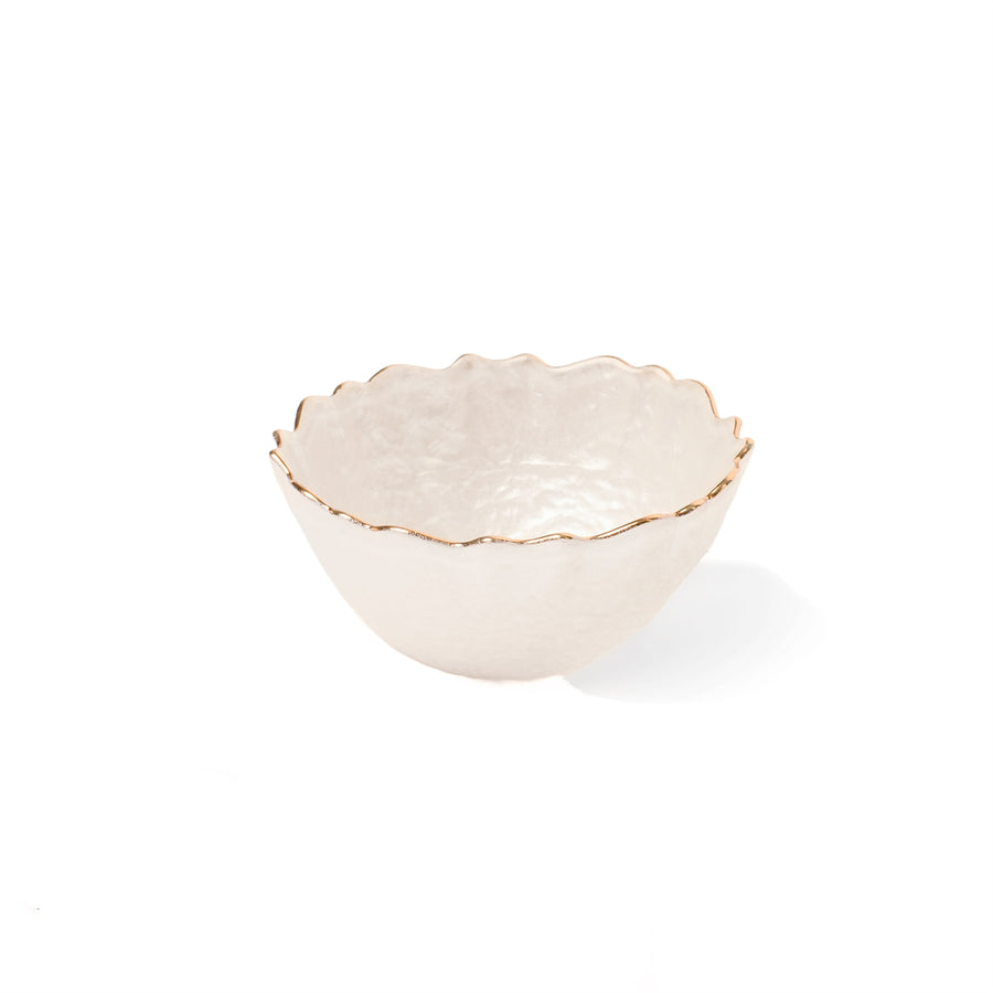 Curved edged Glass Bowl with Gold Rim - The Closeout Connection
