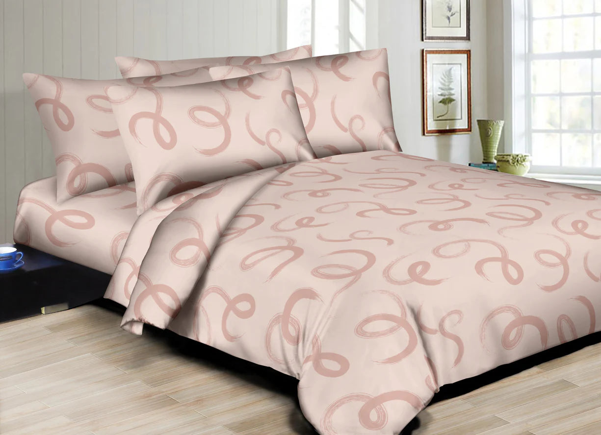 Superity Linen Brush Stroke 300TC Duvet Set Mauve - The Closeout Connection