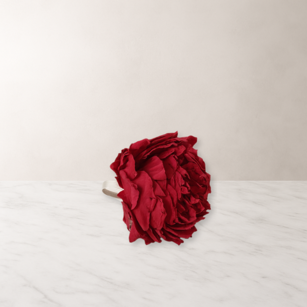 Burgandy Flower Napkin Ring - 4 Count