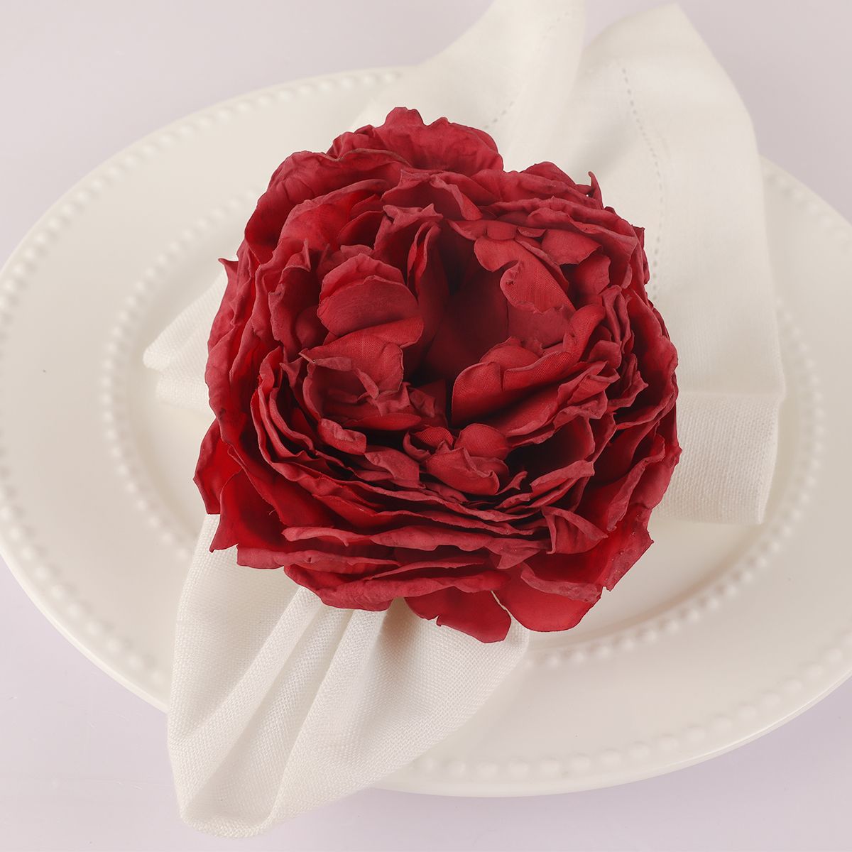 Burgandy Flower Napkin Ring - 4 Count
