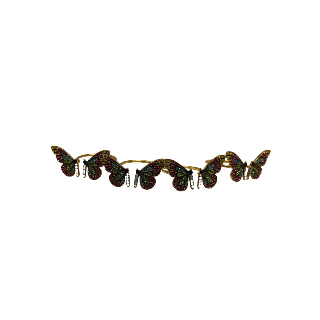 Gilded Multicolored Butterfly Napkin Ring - 4 Count
