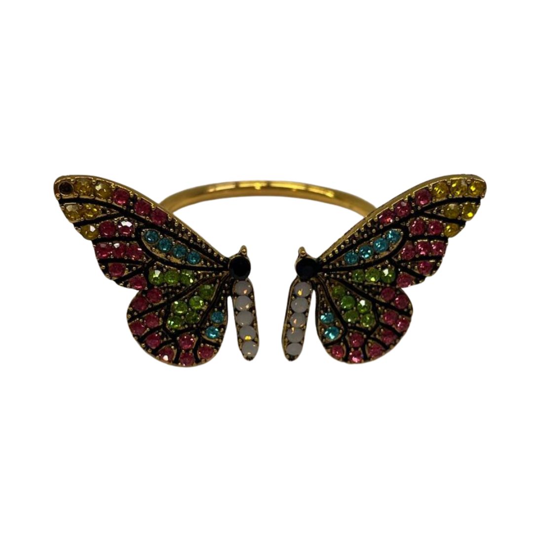 Gilded Multicolored Butterfly Napkin Ring - 4 Count