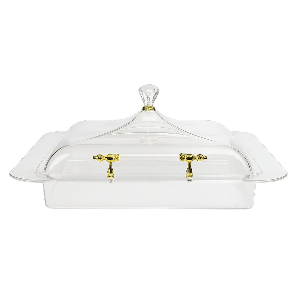 Square Cake Tray with Gold Handles